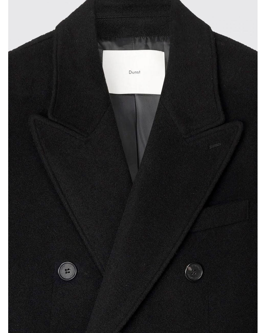 DUNST Blue Double-Breasted Wool And Cashmere Long Coat With Peak Lapels
