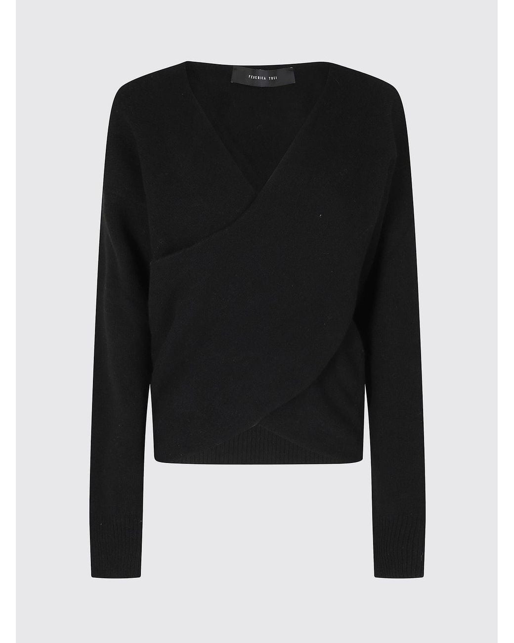 FEDERICA TOSI Black V-Neck Wool And Cashmere Blend Jumper