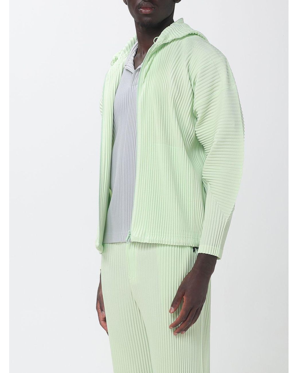 Homme Plissé Issey Miyake Green Pleated Crêpe Homme Plissé Issey Miyake Zip-Up Hoodie for men