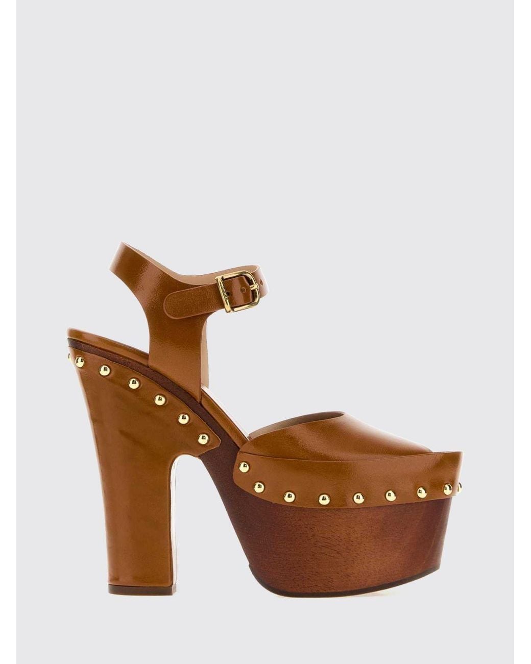 Chloé Brown ChloÉ Meret High-Heel Calfskin Leather Sandals With Platform And Strap