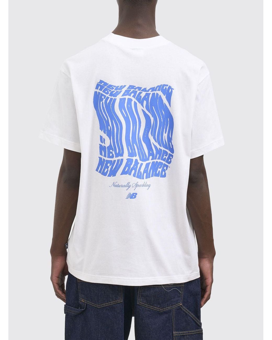 New Balance White Relaxed Fit Cotton T-Shirt With Contrast Logo Print for men