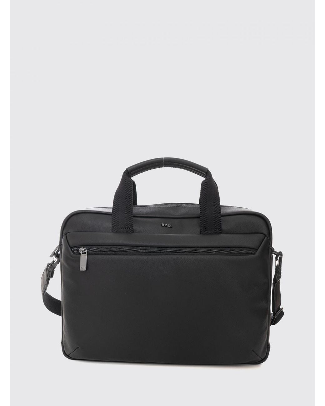 Boss Black Regenerated Leather Briefcase With Double Handle And Removable Strap for men