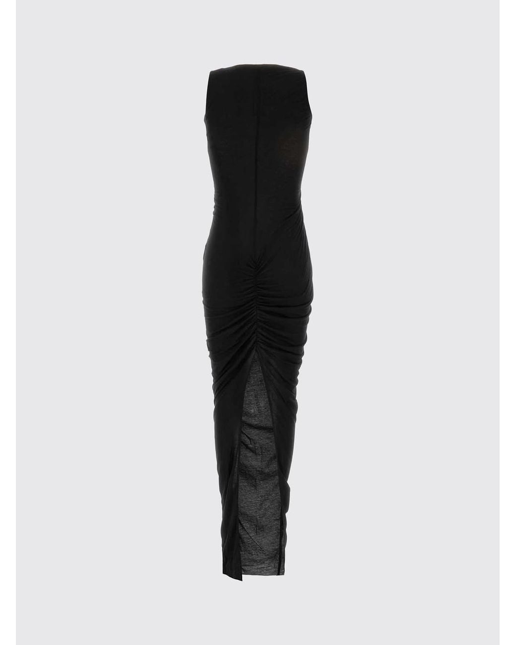 Rick Owens Black Long Off-The-Shoulder Sheath Dress
