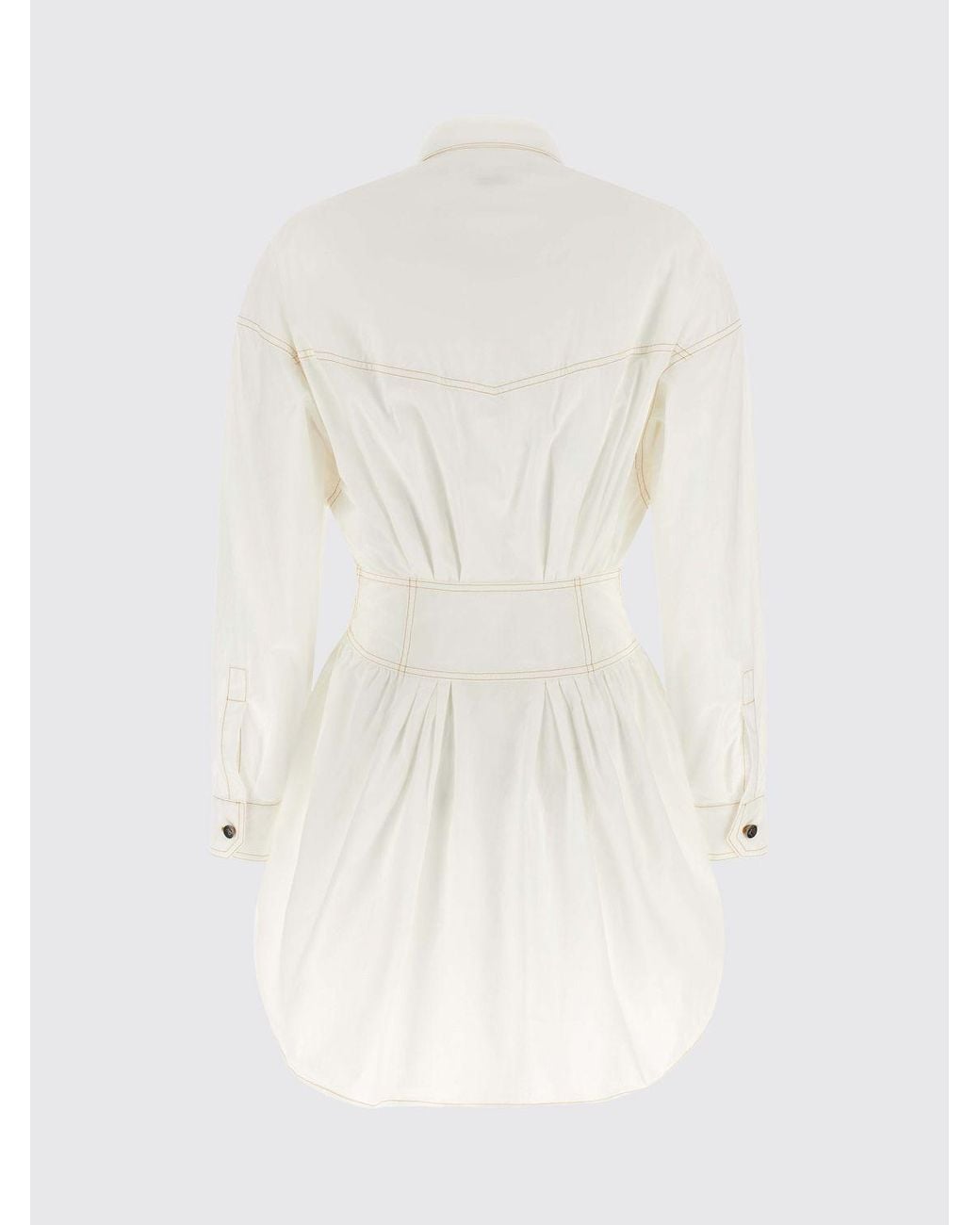 Versace White Slim Fit Cotton Poplin Mini Shirtdress With Patch Pockets
