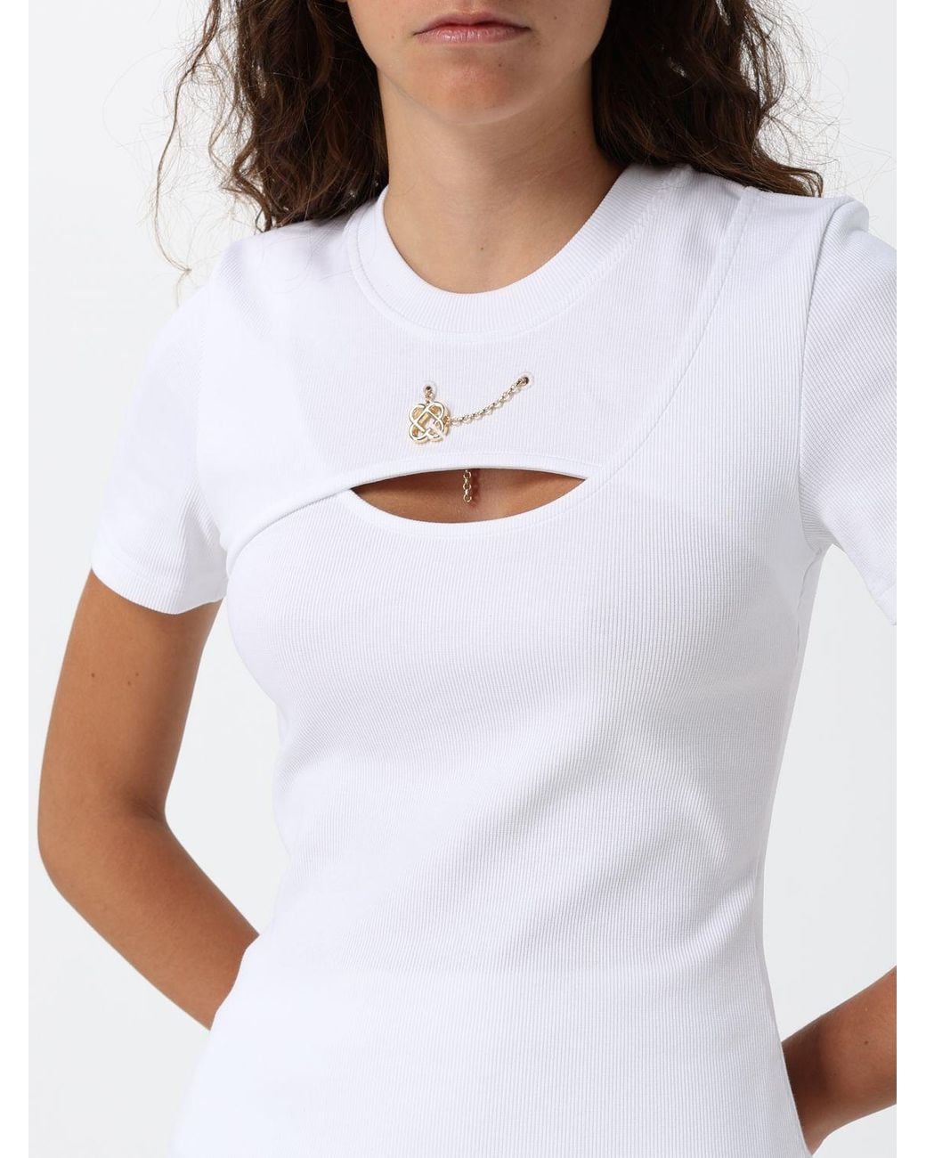 Casablanca White Slim Fit Ribbed T-Shirt