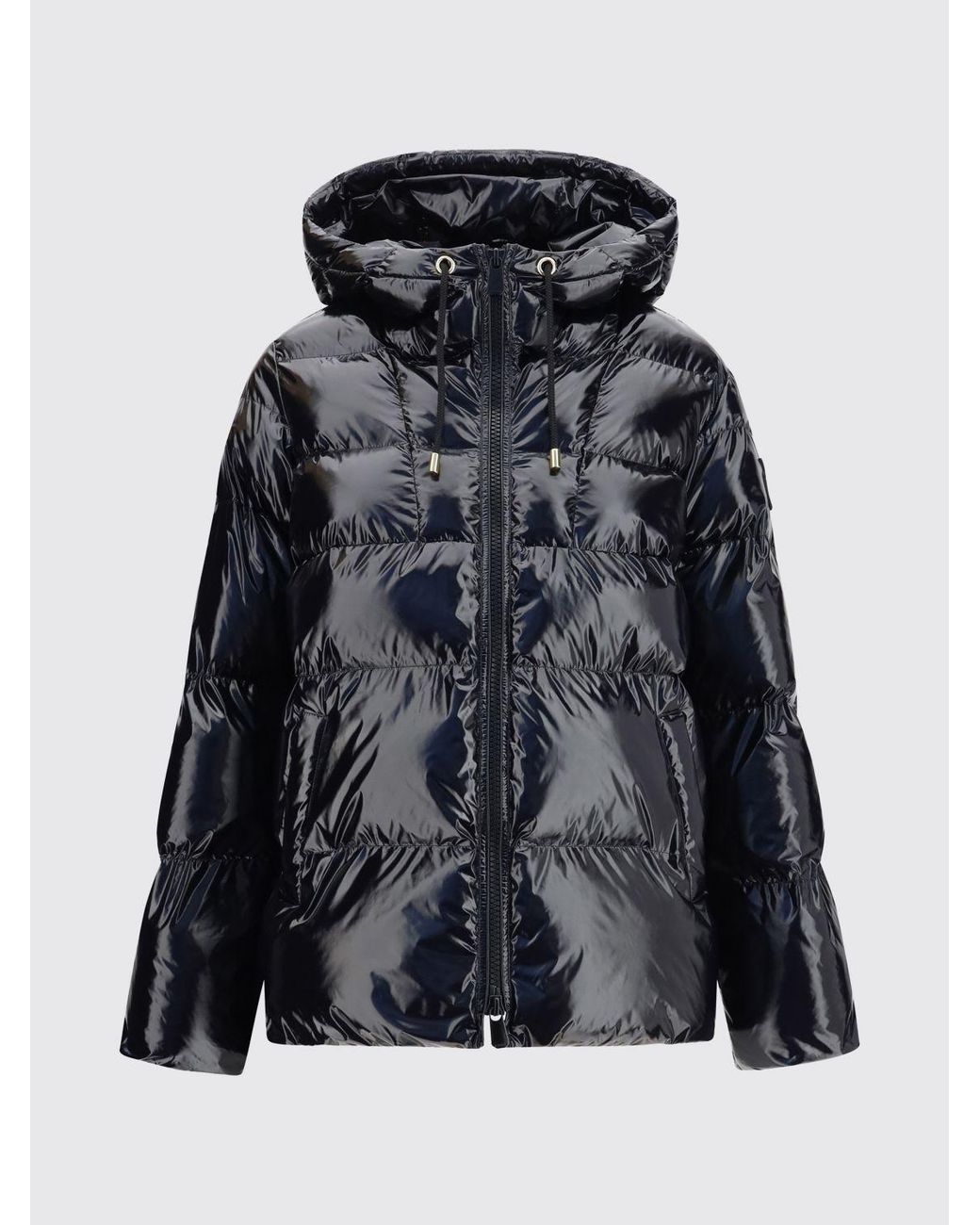 Pinko Black Quilted Waterproof Nylon Short Puffer Jacket With Hood And Elasticated Cuffs