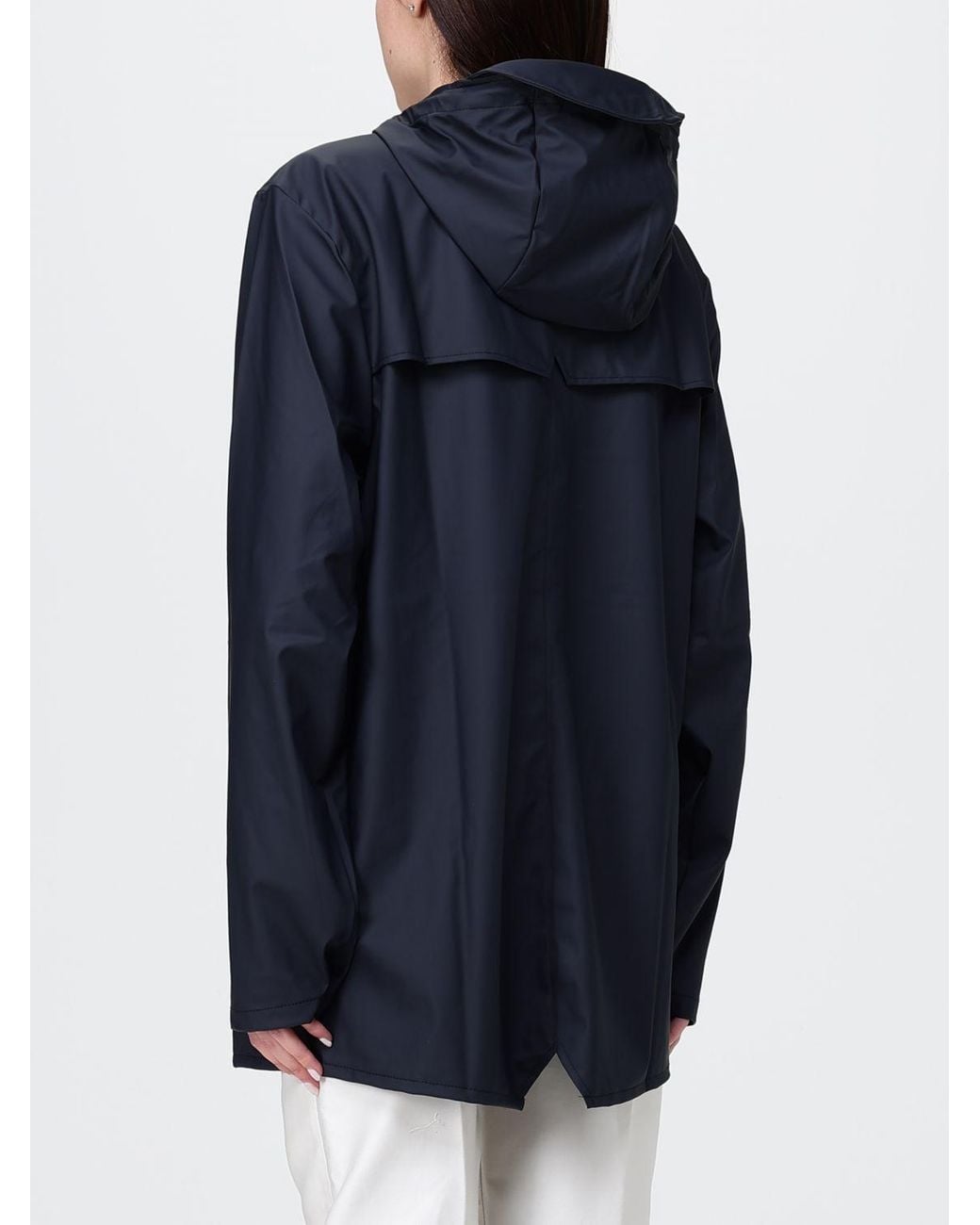 Rains Blue Hooded Waterproof Polyester Raincoat
