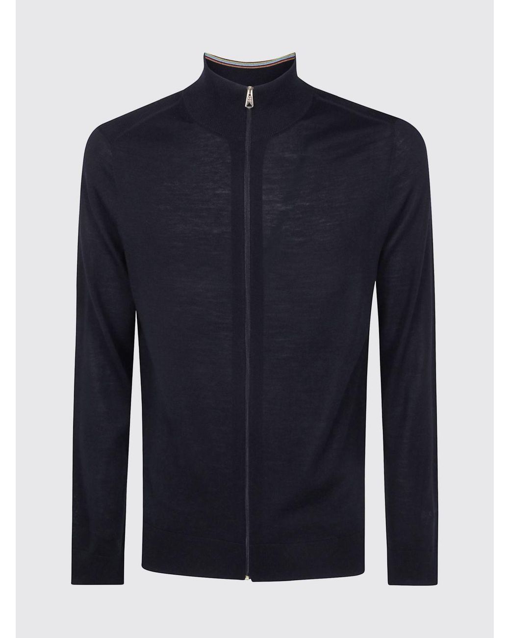 Paul Smith Blue Slim Fit Merino Wool Zip-Up Roll Neck Cardigan for men
