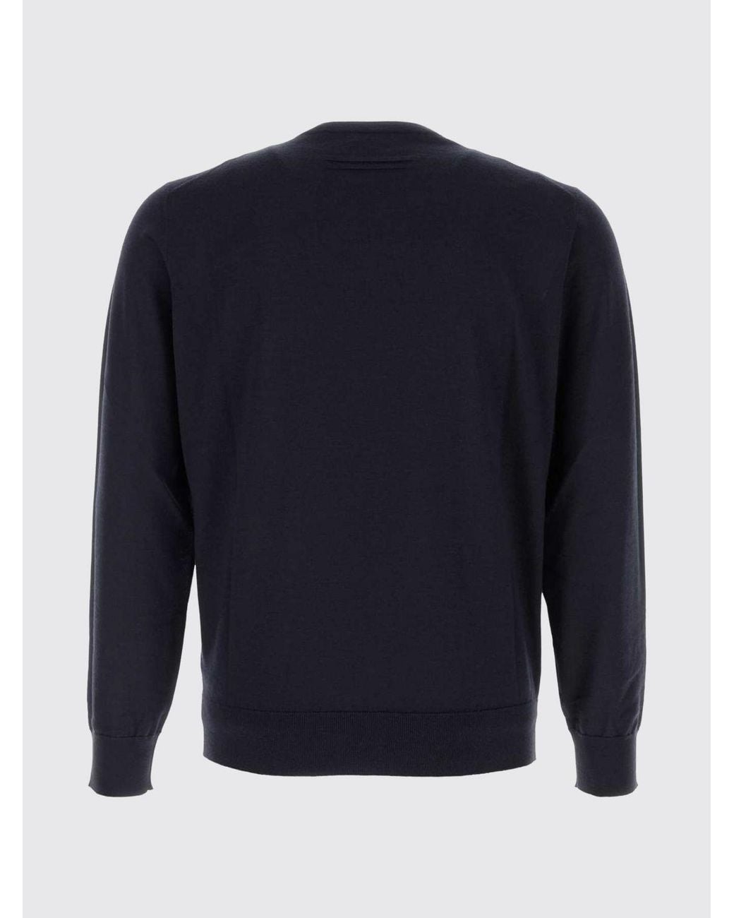 Zegna Blue Crewneck Cashmere And Silk Jumper With Ribbed Trims for men