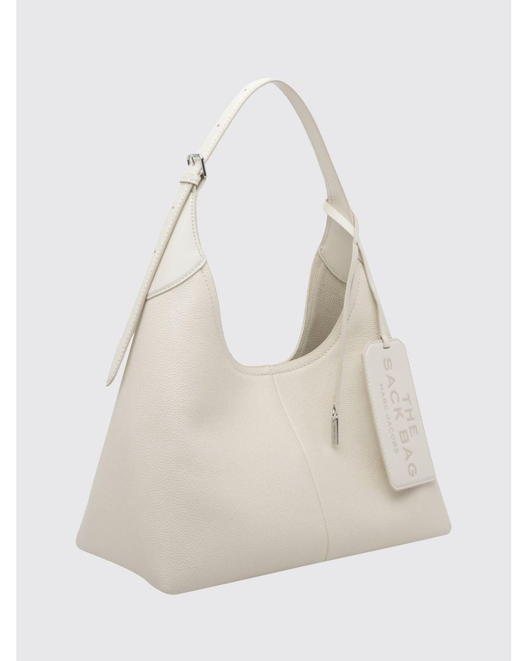 Marc Jacobs Natural The Sack Large Leather Shoulder Bag With Adjustable Handle And Charm