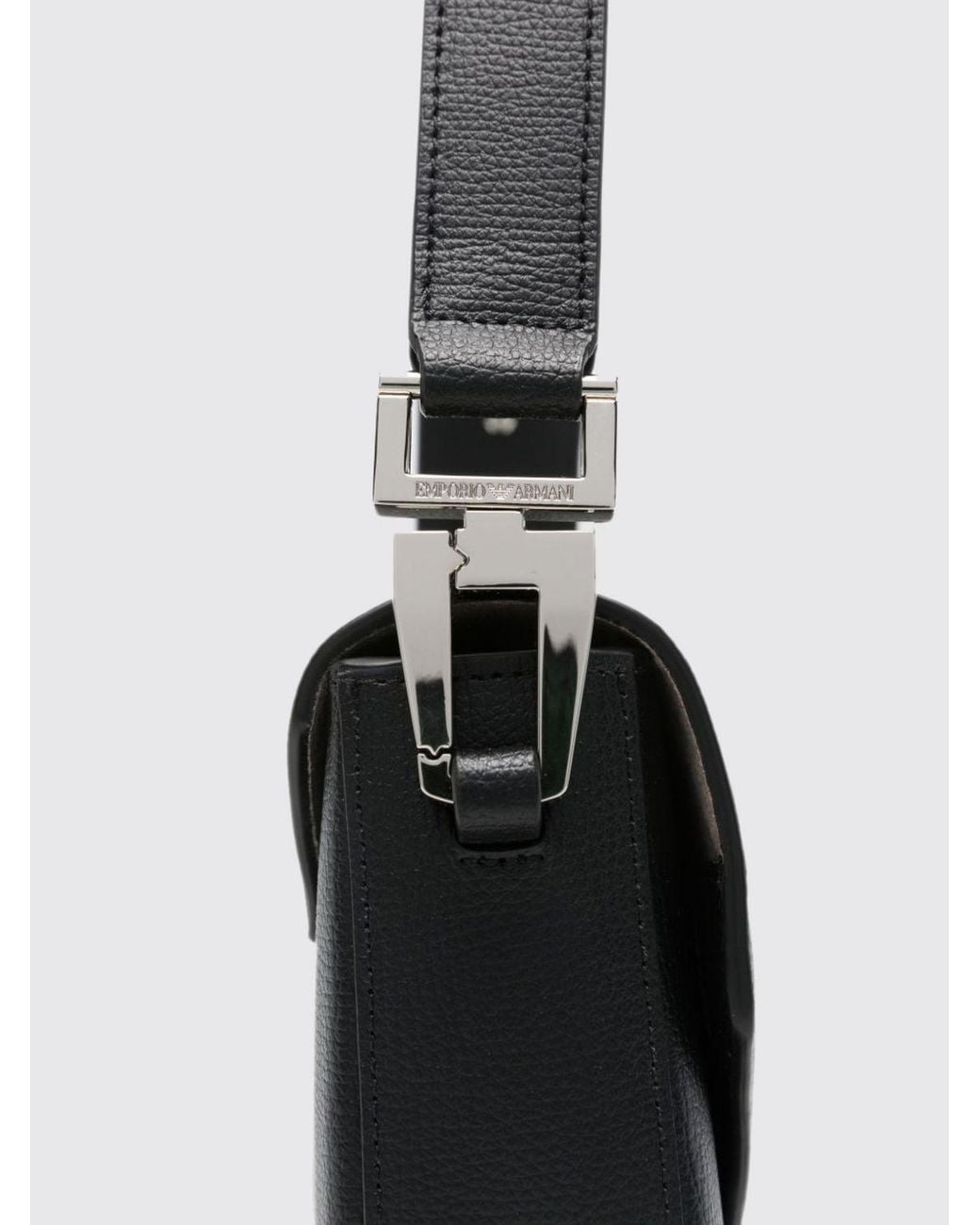 Emporio Armani White 1981 Small Bovine Leather Crossbody Bag With Flap Closure