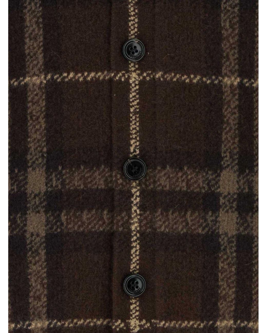 Burberry Brown Vintage Check Cashmere Cardigan With Classic Collar for men