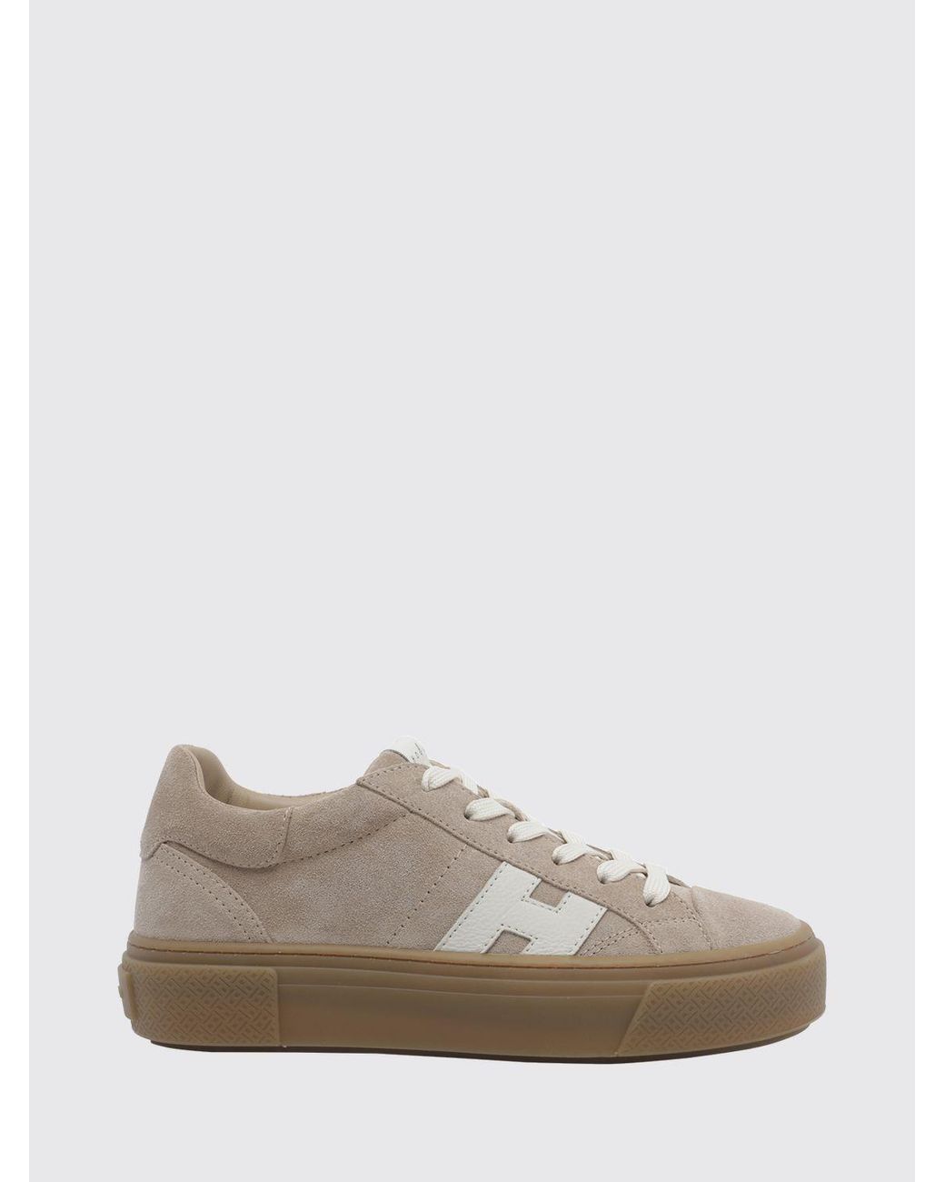 Hogan Natural Crosswind Suede Leather Platform Sneakers