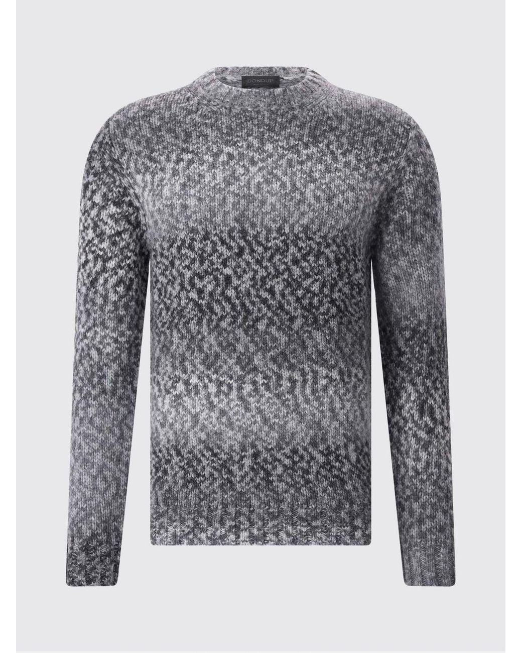 Dondup Blue Abstract Pattern Wool Blend Crewneck Jumper for men