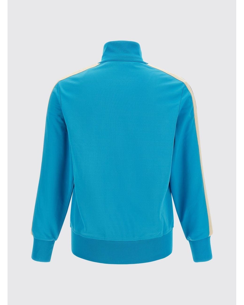 Palm Angels Blue Technical Fabric Track Jacket With High Neck And Contrast Logo for men