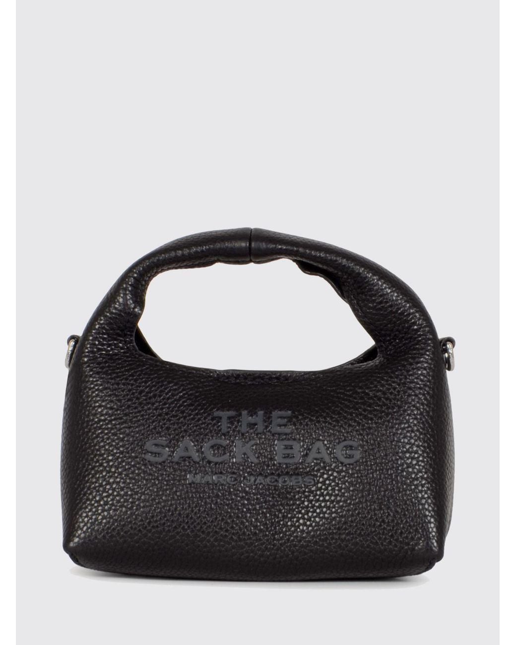 Marc Jacobs Black The Sack Mini Hammered Leather Top Handle Bag With Pouch