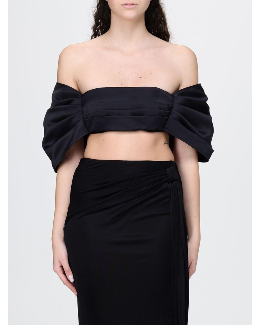 Elisabetta Franchi Black Crepe Cropped Top