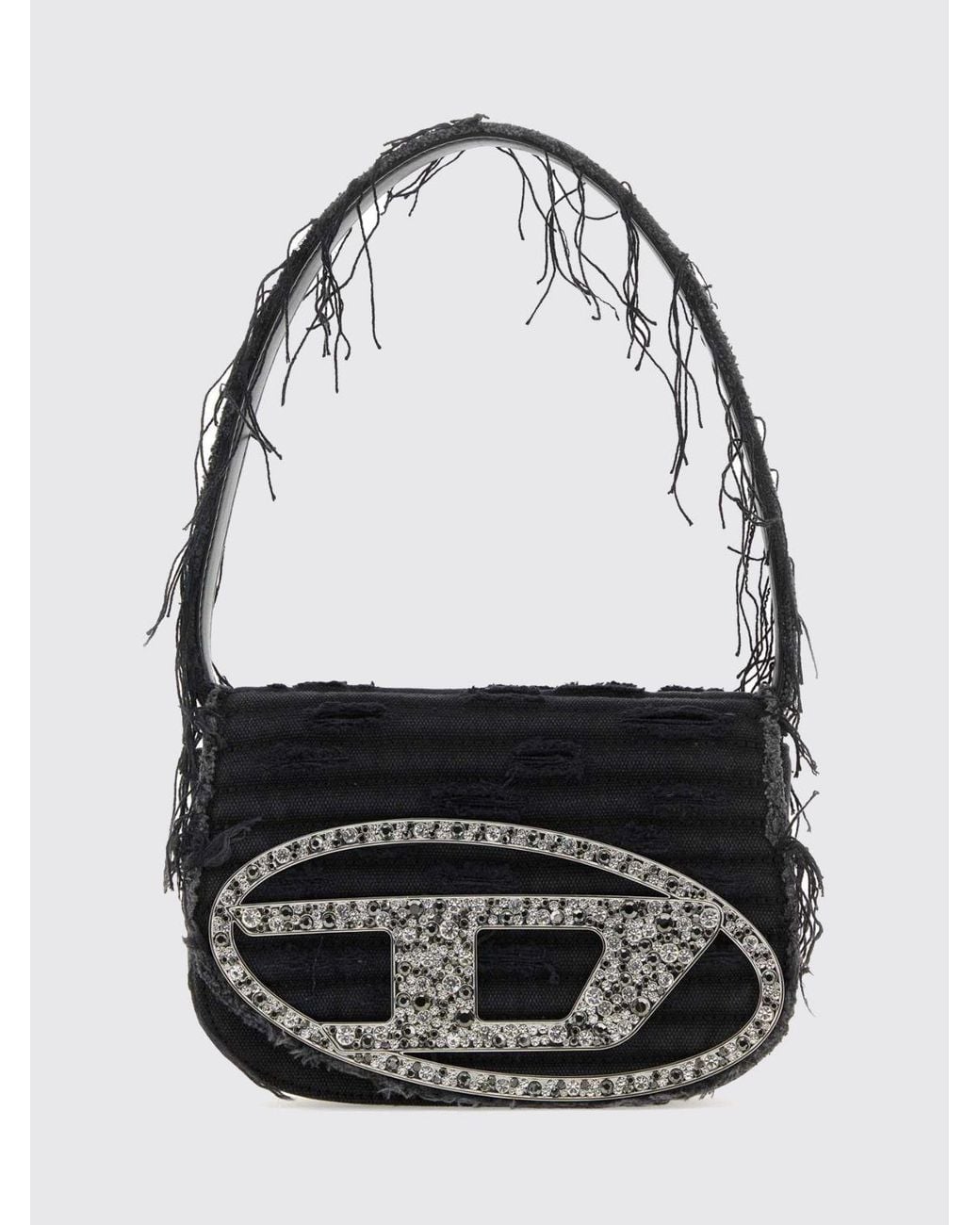 DIESEL Black 1Dr Cotton Shoulder Bag With Fringes And Oval D Logo