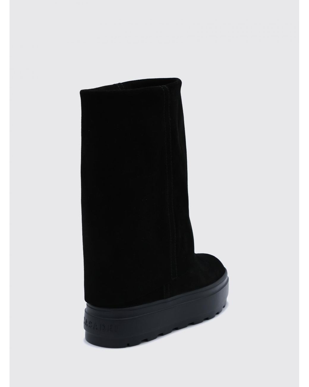 Casadei Black Suede Knee-High Wedge Boots