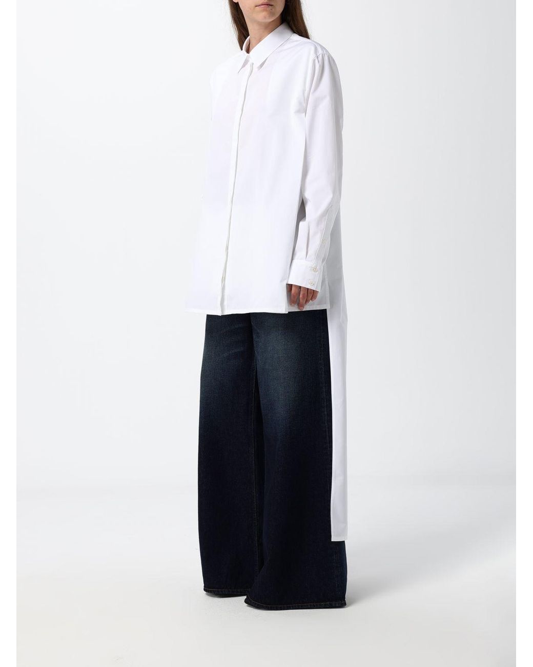 Alaïa White Relaxed-Fit Asymmetrical Cotton Poplin Shirt