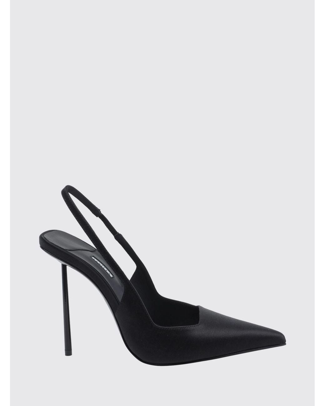 Le Silla Black Amelia Satin Slingbacks With A High Stiletto Heel And Almond Toe