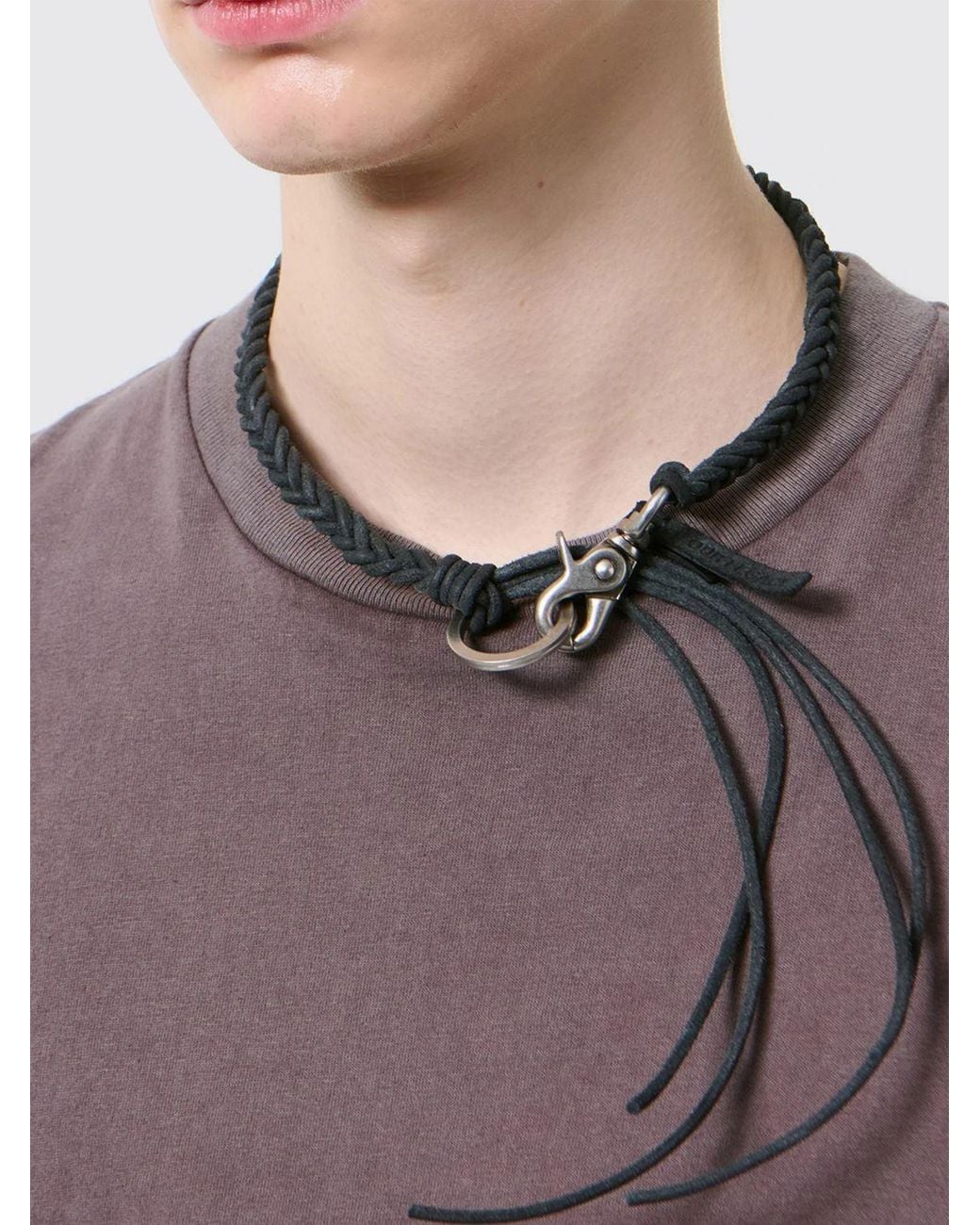 Our Legacy Blue Braided Leather Rope Necklace for men