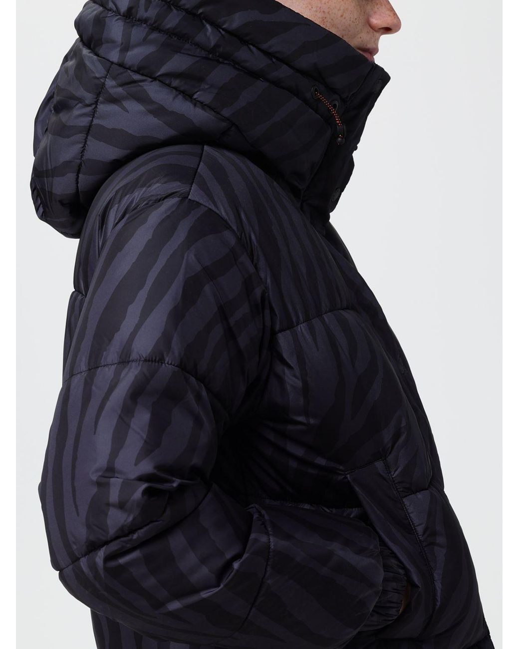 Save The Duck Blue Animal Print Puffer Jacket With Sailor Collar
