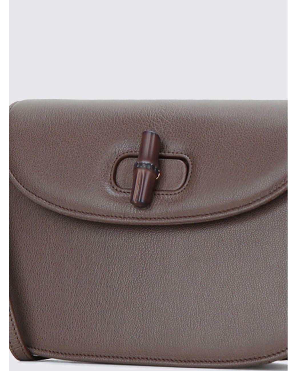 Gucci Brown Goat Leather Shoulder Bag With Turn-Lock Closure And Detachable Strap