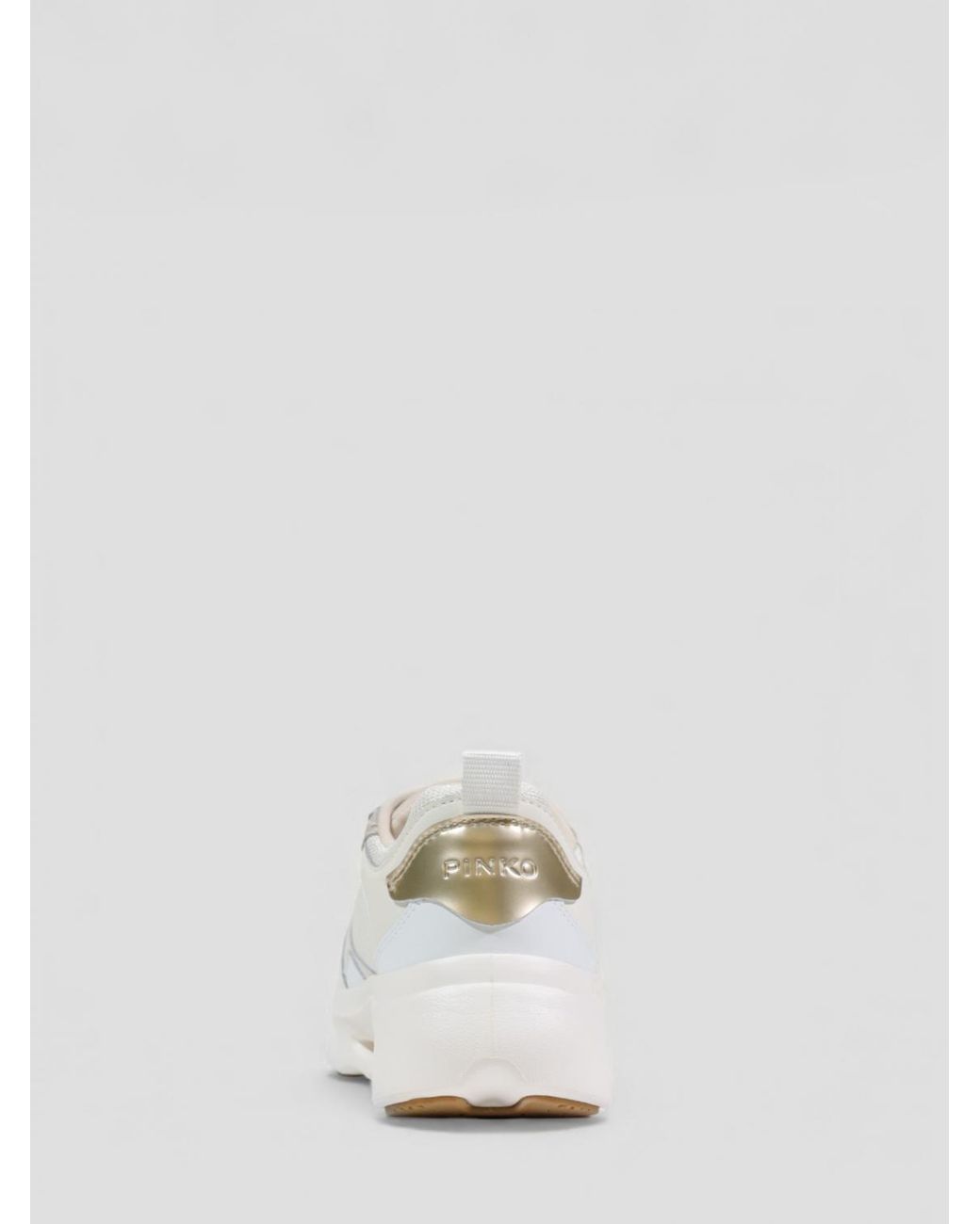 Pinko White Leather And Mesh Sneakers