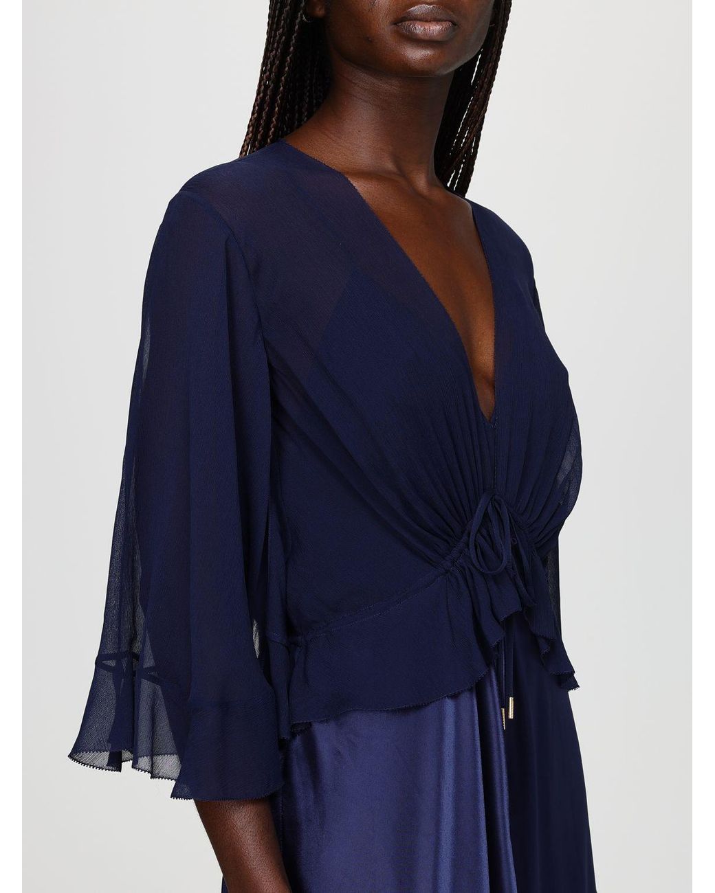 Alberta Ferretti Blue Long Satin Dress