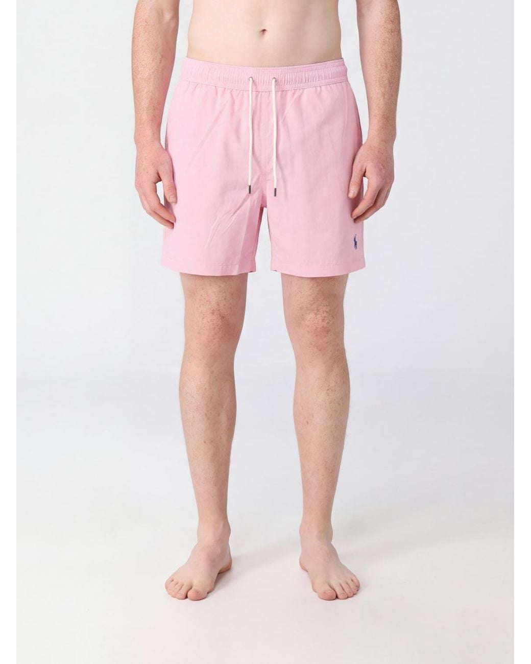 Polo Ralph Lauren Pink Polyester Swim Shorts With Embroidered Pony Logo And Drawstring Waist for men