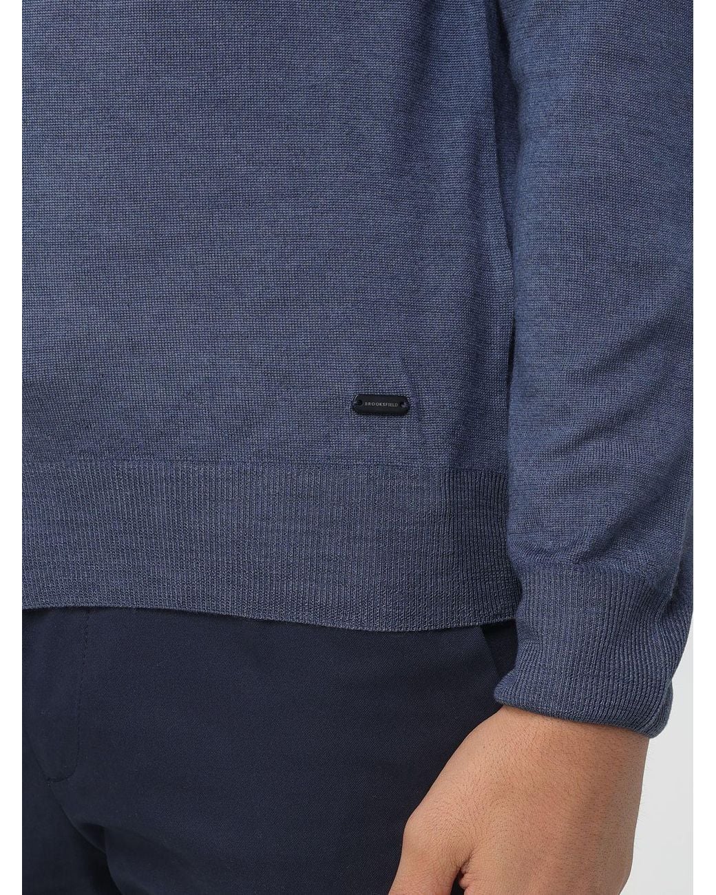 Brooksfield Blue Shawl Collar Wool Cardigan With Button Closure for men