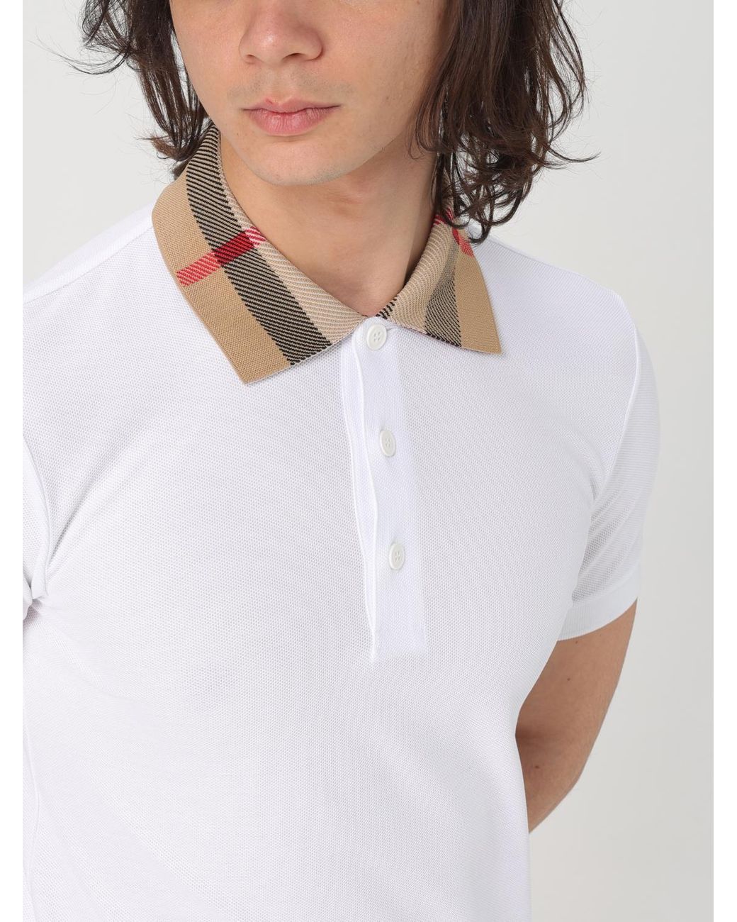 Burberry White Cotton Polo Shirt for men