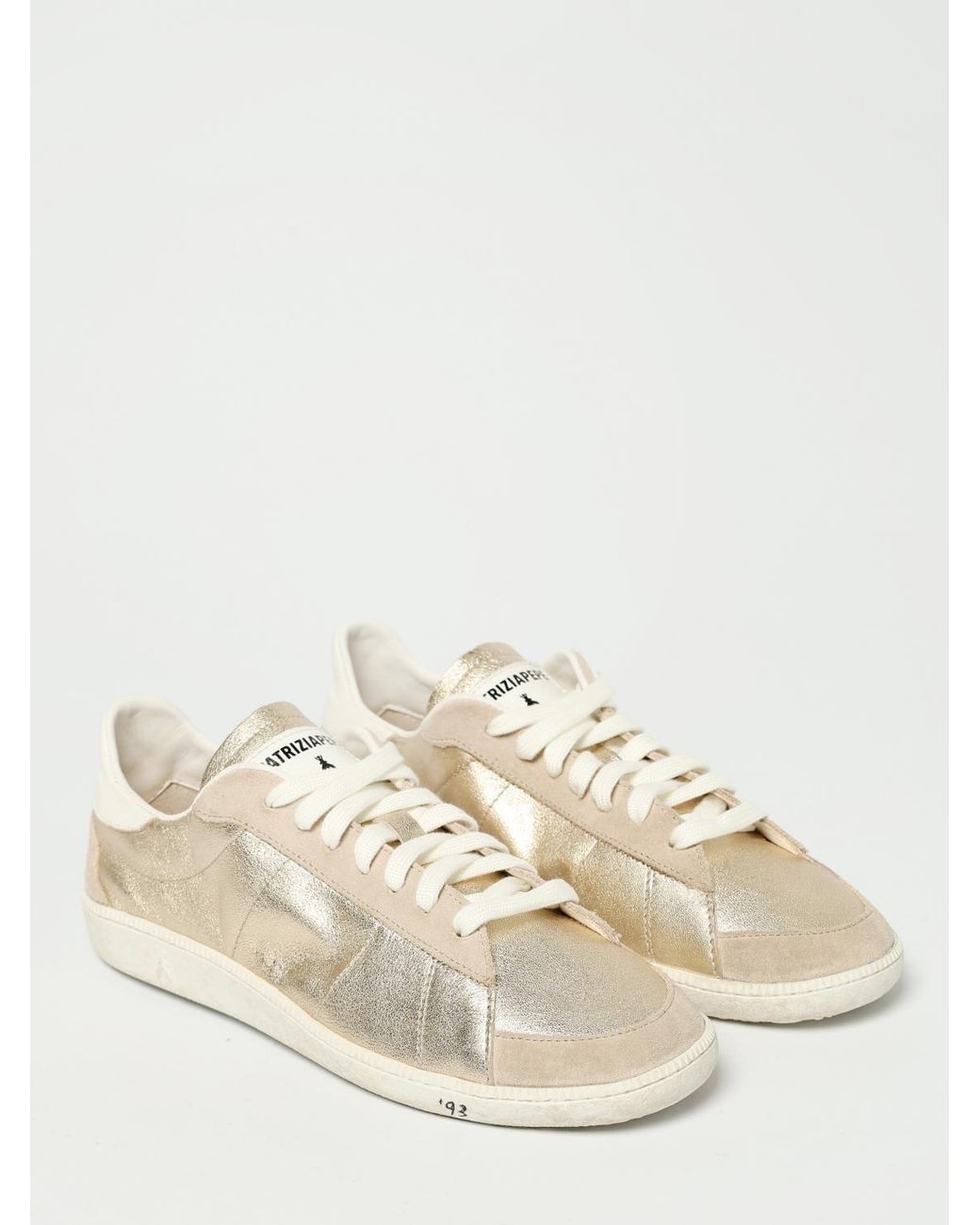Patrizia Pepe Natural Used Laminated Leather Sneakers