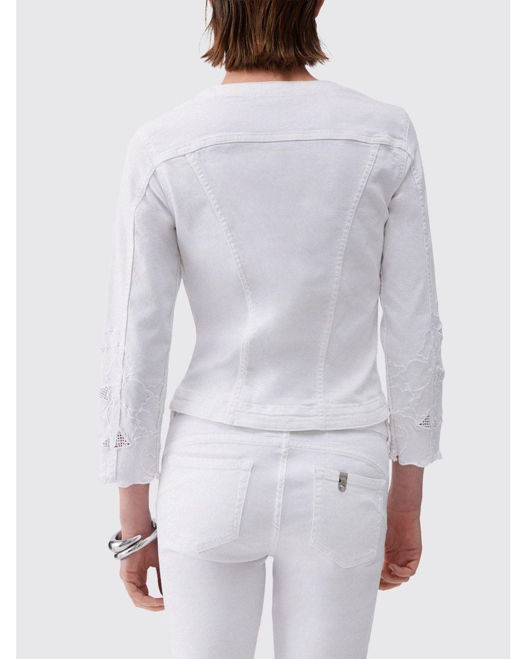 Liu Jo White Cotton Denim Jacket With Macramé Inserts By