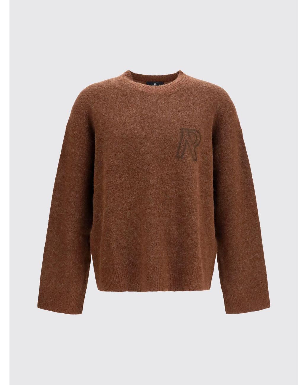Represent Brown Crewneck Alpaca Wool-Blend Jumper With Jacquard Logo And Dropped Shoulders for men