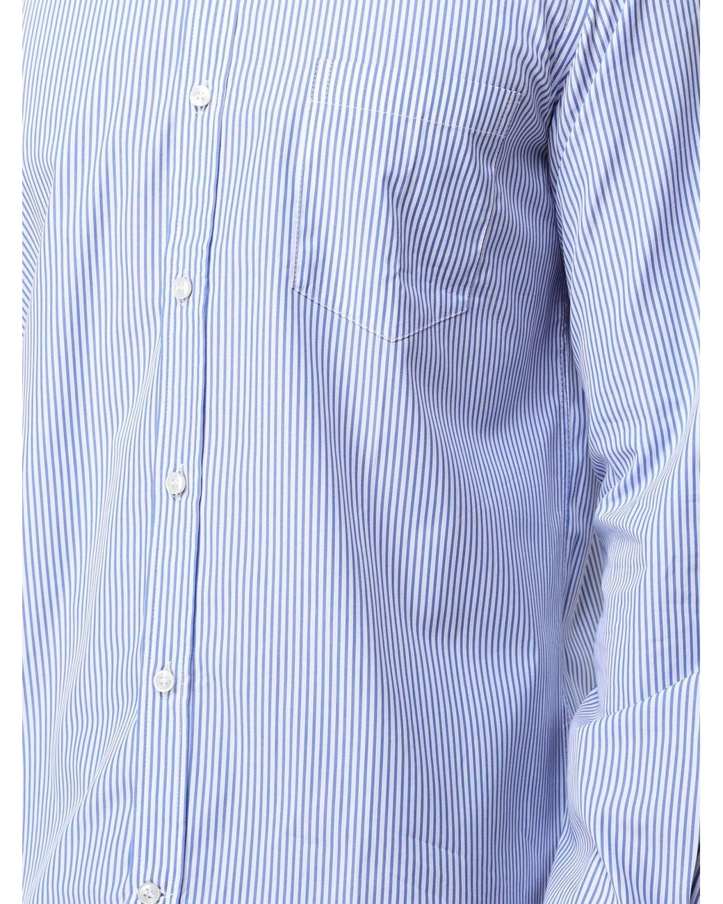 Paul & Shark Blue Paul &Amp Shark Striped Cotton Poplin Shirt With A Slim Fit for men