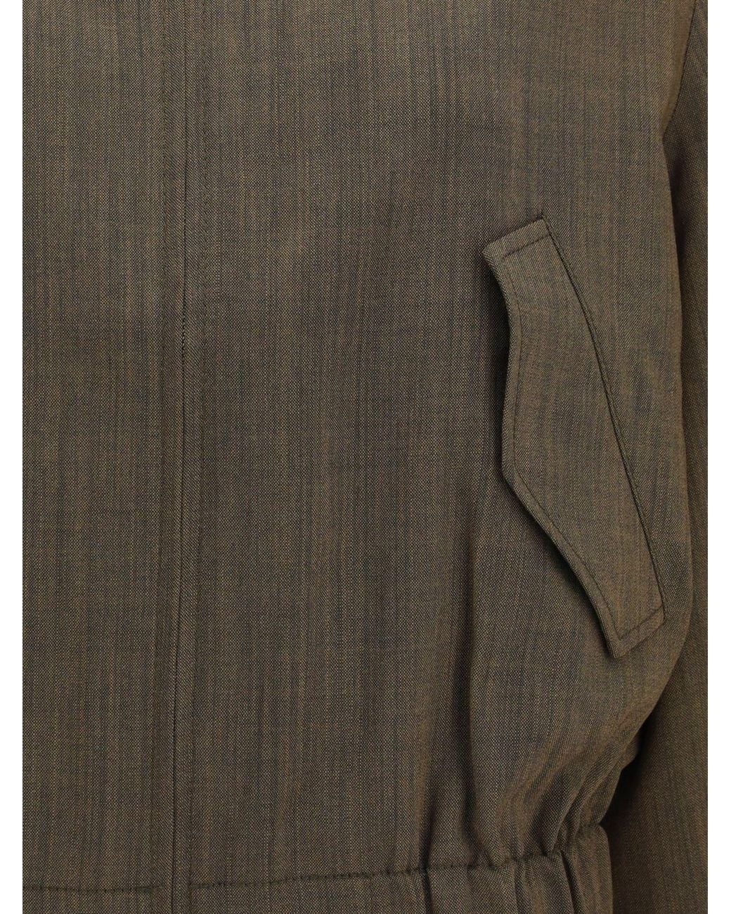 Ganni Brown Relaxed Fit Merino Wool Cropped Bomber Jacket With Zip Closure
