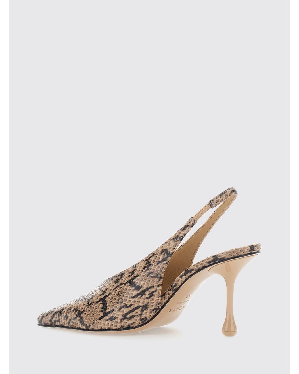 Jimmy Choo Natural Isa Python-Print Leather Slingbacks With Teardrop High Heel