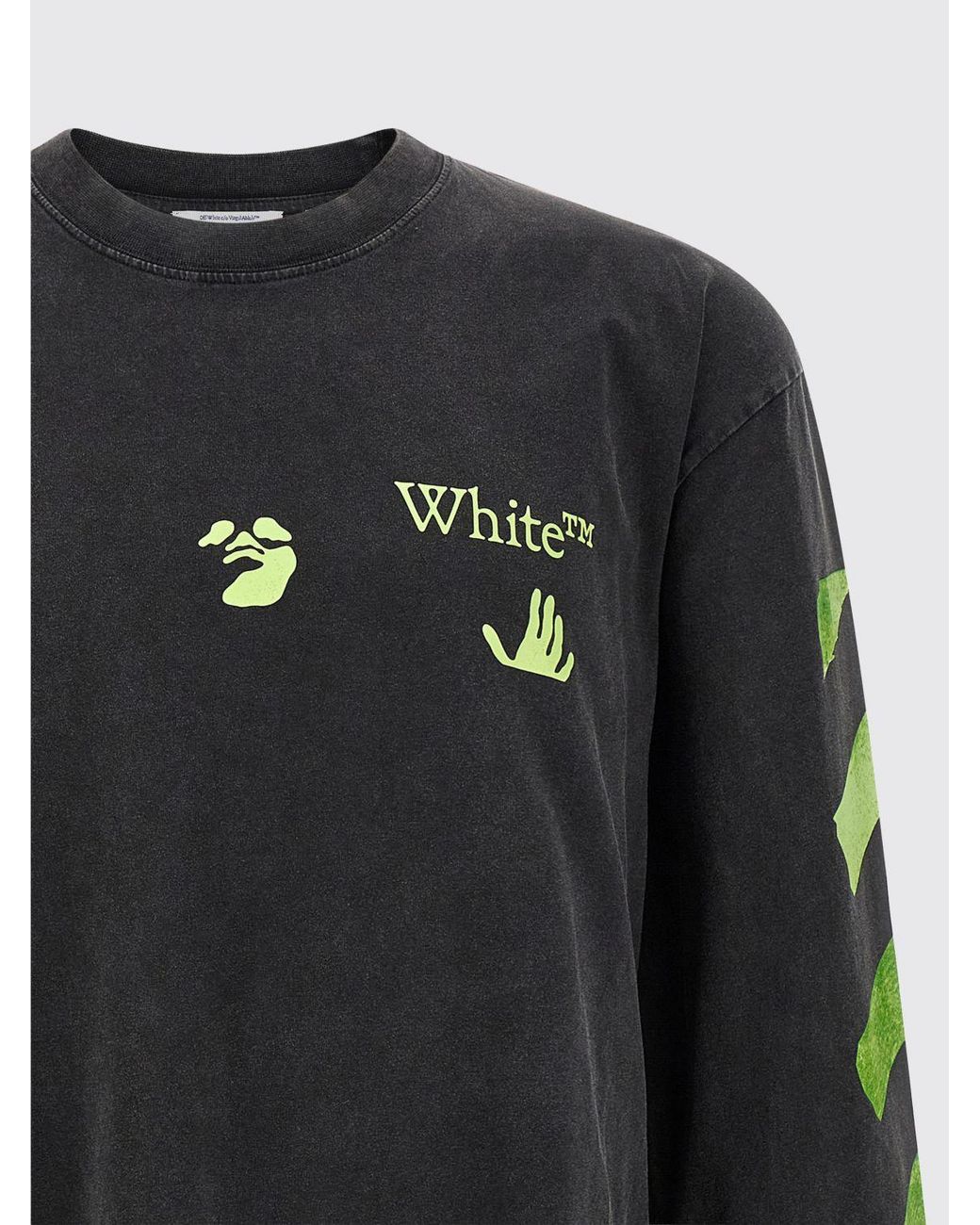 Off-White c/o Virgil Abloh Gray Long-Sleeved Cotton T-Shirt With Arrow Graphic Print for men
