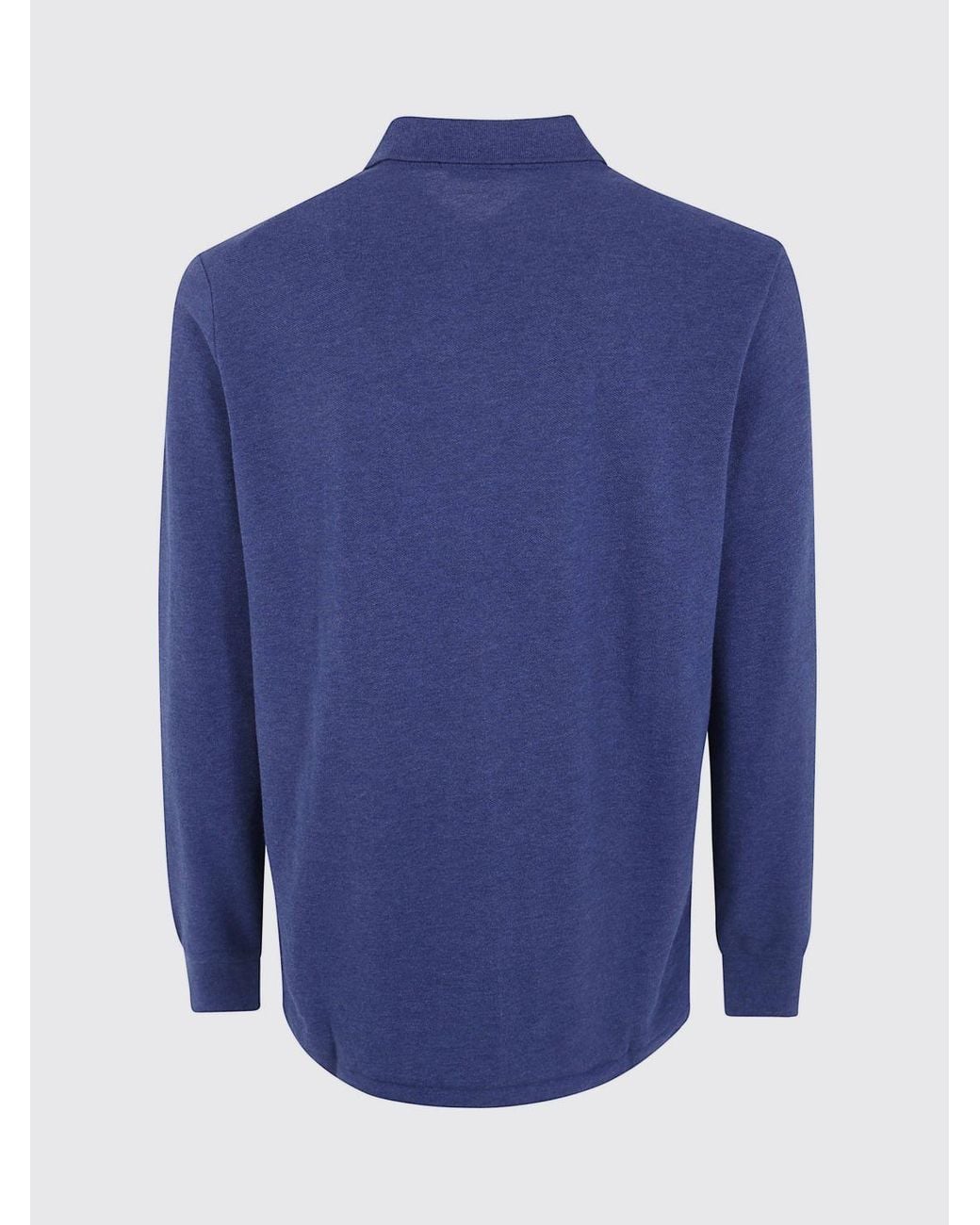 Polo Ralph Lauren Blue Long-Sleeved Slim Fit Cotton Polo Shirt for men
