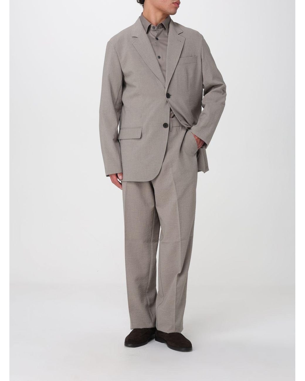 Emporio Armani Gray Single-Breasted Polyester Blazer for men