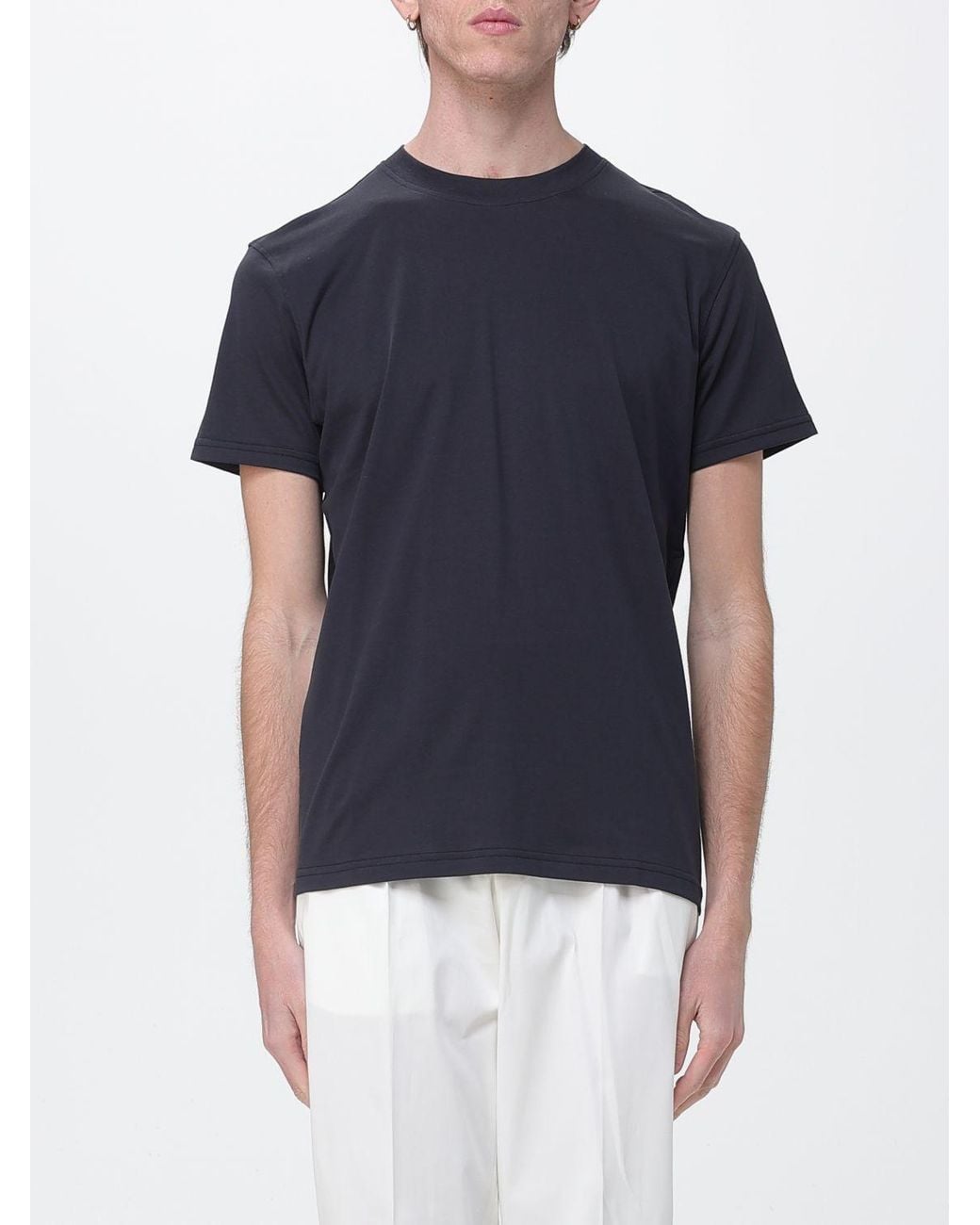 PT Torino Blue Cotton And Silk T-Shirt for men
