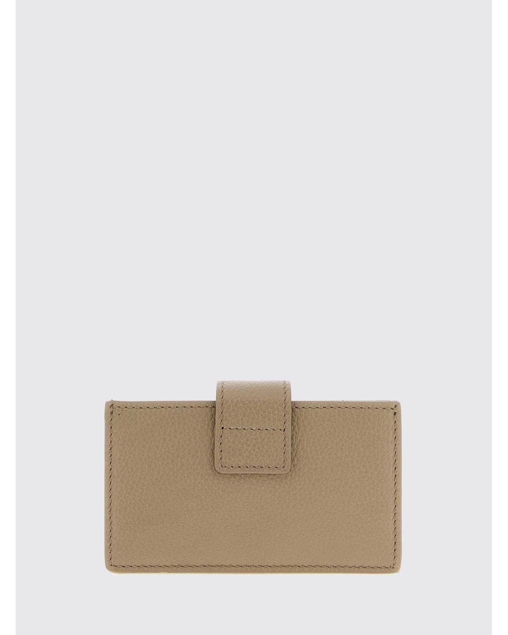 Fendi Natural Large Leather Wallet With Ff Monogram And Strap