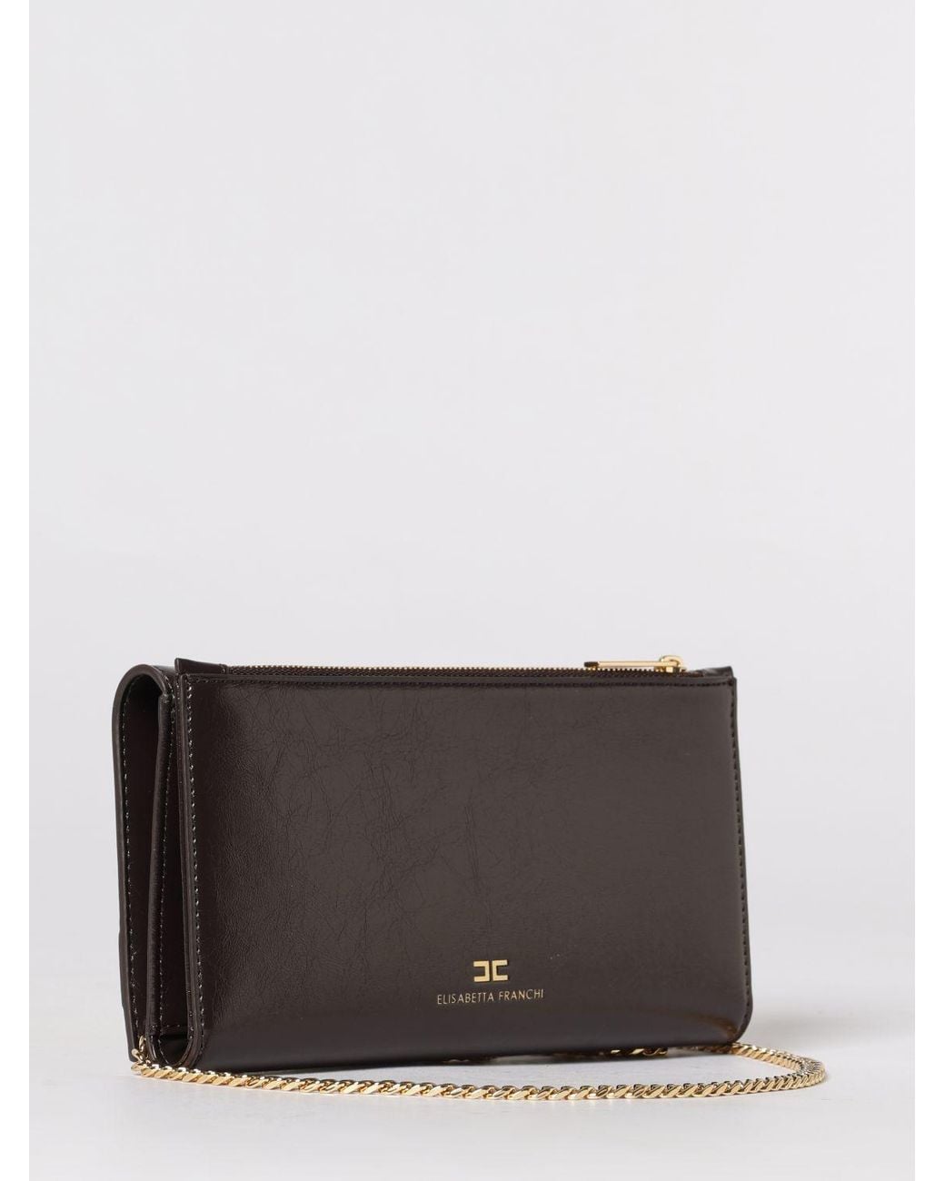 Elisabetta Franchi Gray Faux Leather Wallet Bag