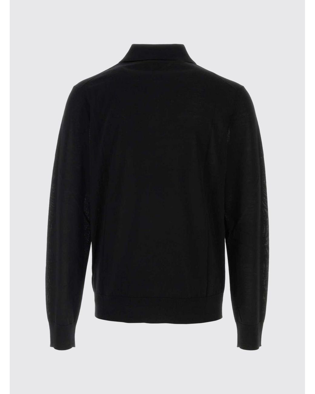 DSquared² Black Long-Sleeved Wool Knitted Polo Shirt for men