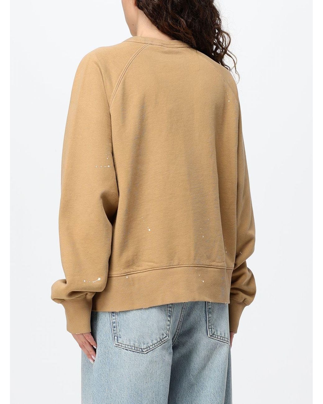 Carhartt Natural Cotton Crewneck Sweatshirt With Contrast Logo And Dropped Shoulders