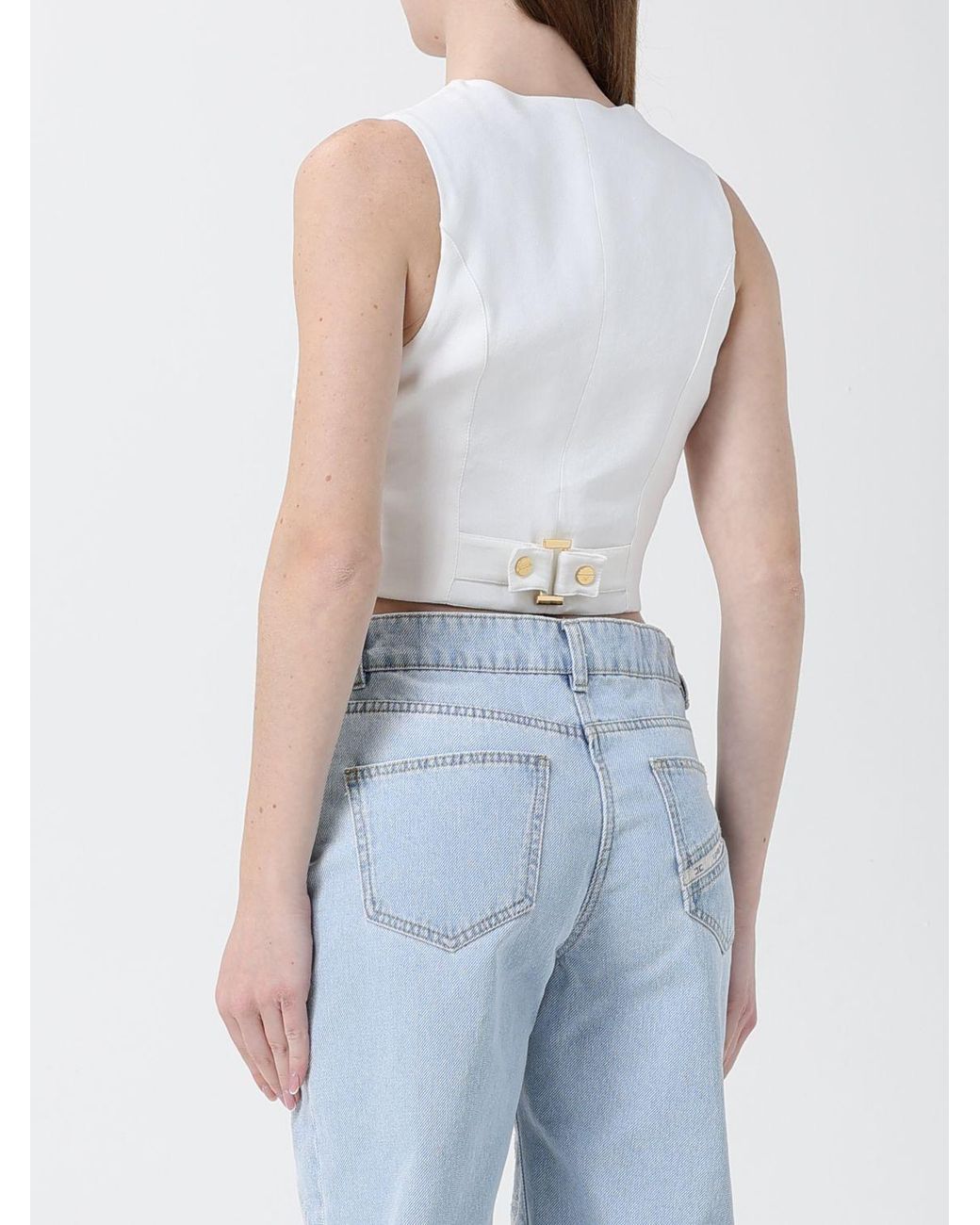 Elisabetta Franchi White Linen Blend Vest