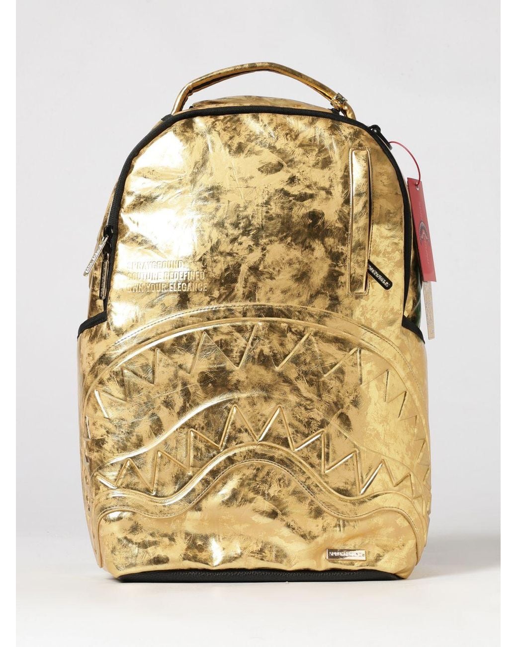 Sprayground Metallic Weathered Faux Leather Backpack With Tone-On-Tone Logo for men