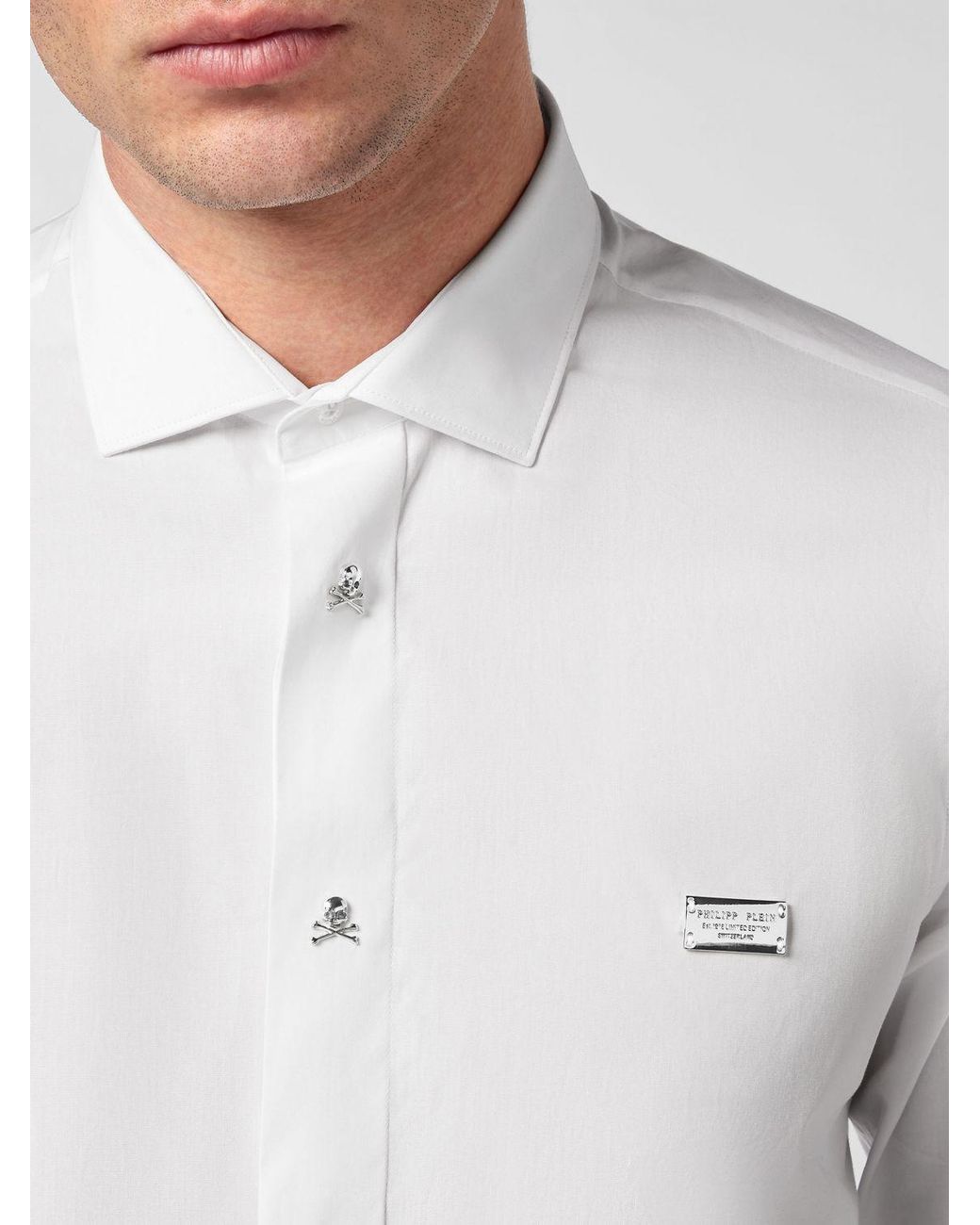 Philipp Plein White Classic Cotton Poplin Shirt for men